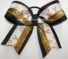 Childhood Cancer Black Gold Glitter Cheer Bow