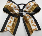 Childhood Cancer Black Yellow Gold Glitter Cheer Bow