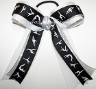 Sparkly Gymnastics Black White Silver Ponytail Bow