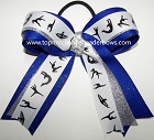 Glitter Gymnastics Blue Silver Ponytail Bow